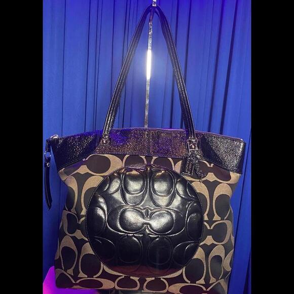 COACH Black & Gray Laura Tote Bag, EUC - Picture 1 of 9